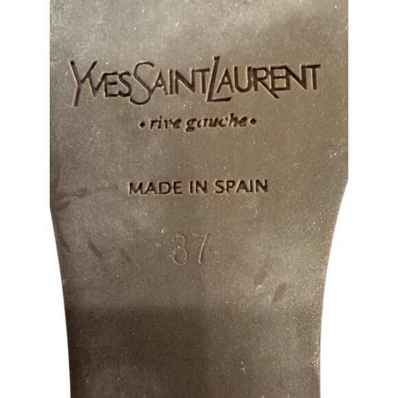 Yves St. Laurent Brown Patent Leather Cork Wedge Heels Size 37 Pre-Owned. - Picture 13 of 14